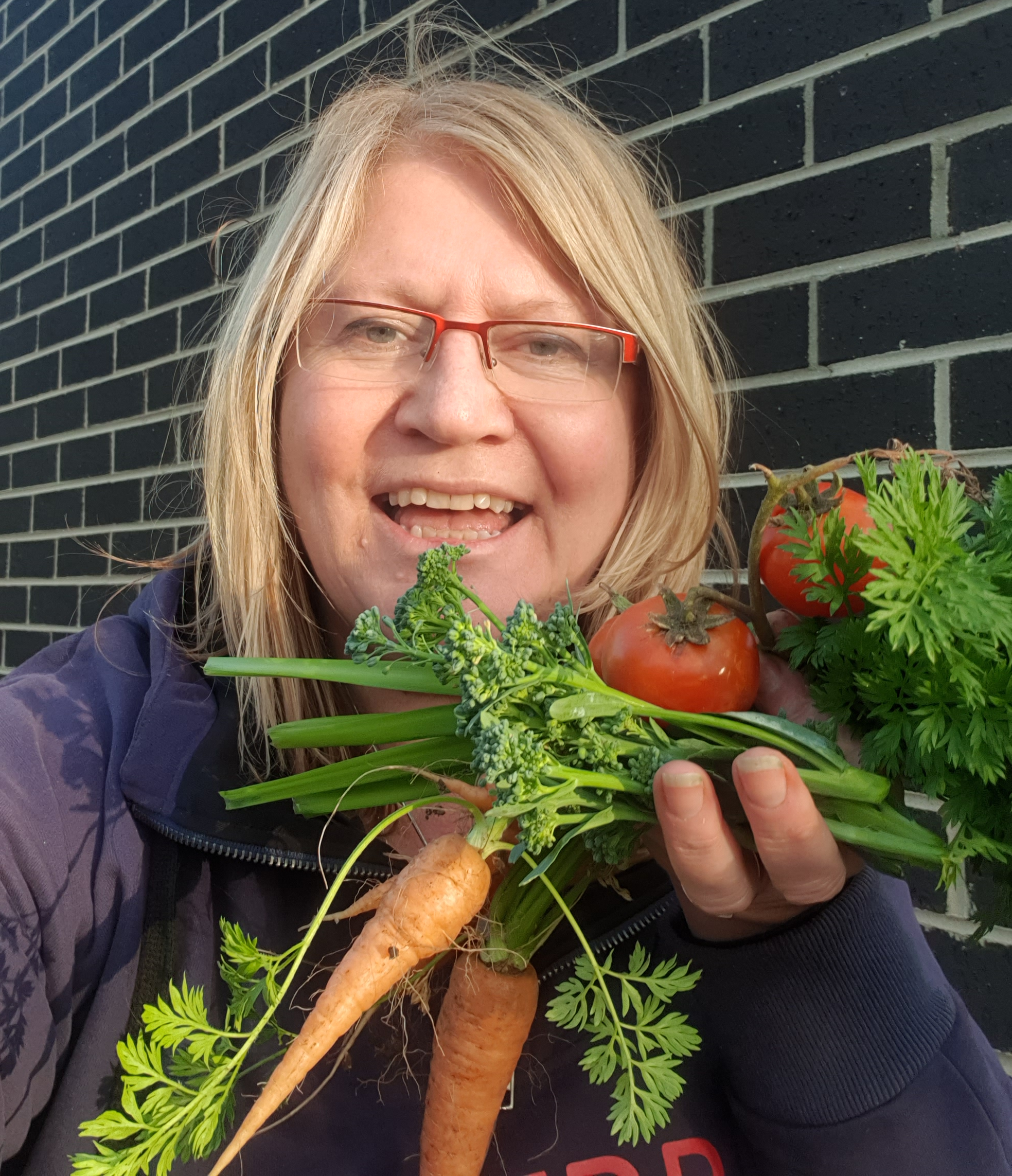 Wendy with veggies